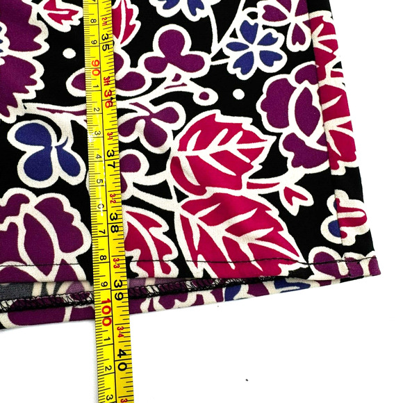 MAGGY LONDON NWT Size 12 Black Purple Floral Midi Dress Lined Pleated Flutter - Picture 9 of 9